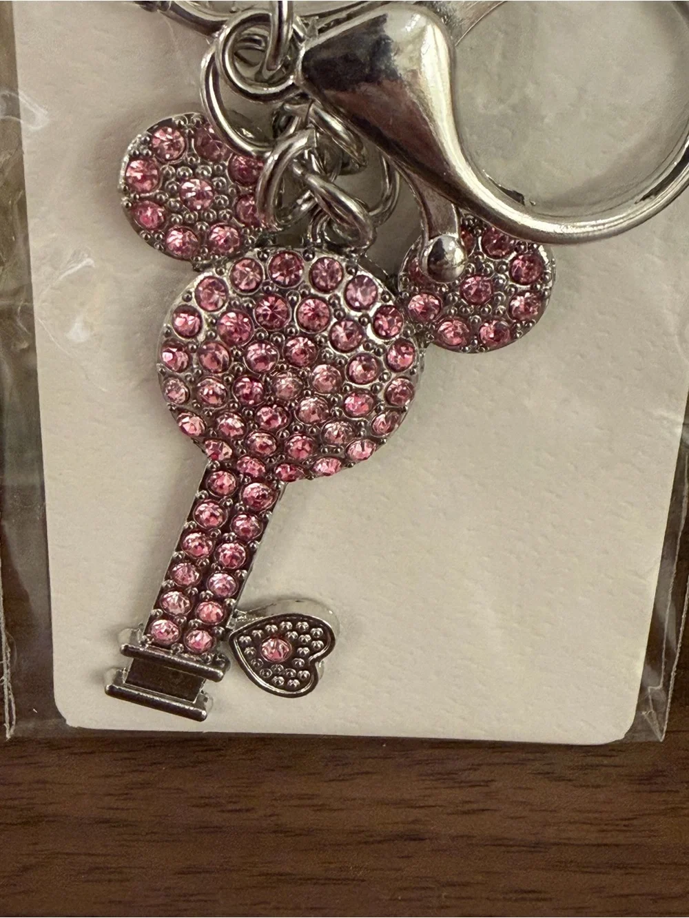 Isabella New York Pink Rhinestone Mouse Key Purse Charm New
